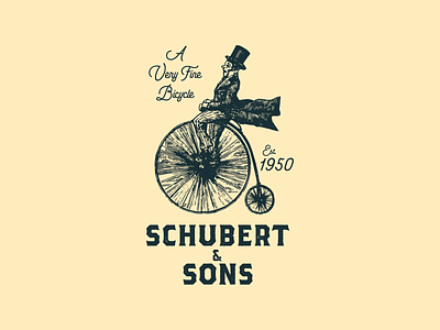 Schubert & Sons bicycle big wheel bike creative fake fun funny gentleman logo logo design mockup design mockup template old old timey retro silly template templates top hat vintage