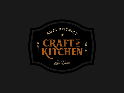 Arts District Craft & Kitchen Logo ampersand arts badge beer black brand established gastro hip hipster logo pub restaurant sans script serif sign simple type typography