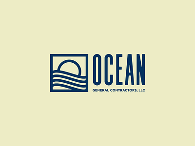Ocean Minimalist Mono Weight Logo beach clean construction contractor minimalist design minimalist logo monoline ocean sand simple logo sun waves