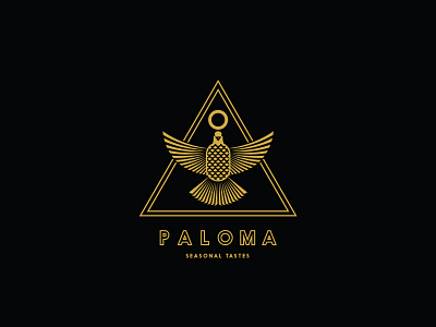 Paloma Restaurant Logo Concept bird branding dove egyptian food gold line logo mono restaurant triangle visual identity