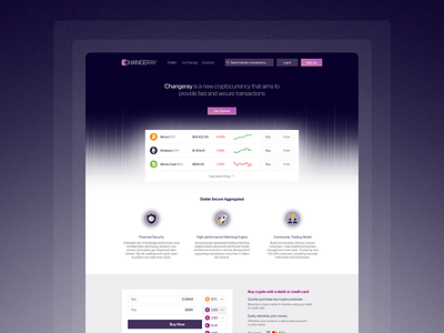 ChangeRay | Trading Platform Homepage cryptocurrency cryptocurrency exchange cryptocurrency wallet design figma homepage ui illustration interface minimal mobile app trading page design trading platform ui user experience ux vector web web design