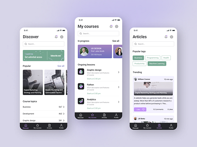 E-learning - Mobile App | UI/UX design figma interface mobile mobile app mobile design ui user experience ux