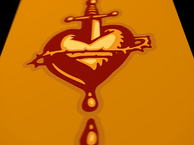 Heart Dagger illustration monoprint poster sacred heart silkscreen