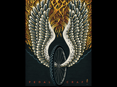 Pedal Craft Poster color flame illustration pedal craft wings