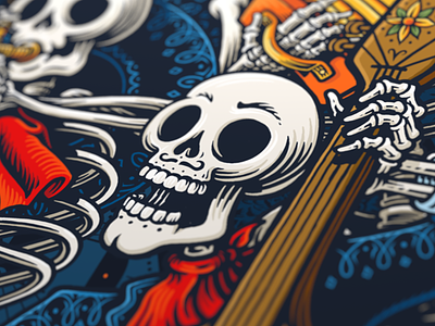 Dia De Los Muertos branding dia de los muertos illustration modelo poster scratchboard skull