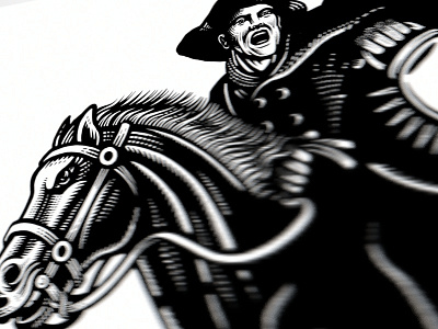 Paul Revere bw horse illustration midnight paul revere