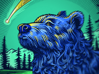 Heroic beasts (2) bear illustration scratchboard