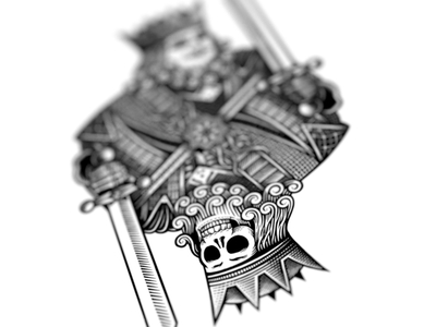 King of spades bw cards illustration lifedeath