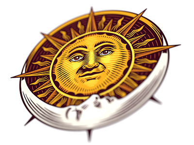 The sun and the moon astrology illustration logo moon sun