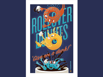 Rollover Donuts donuts illustration poster retro