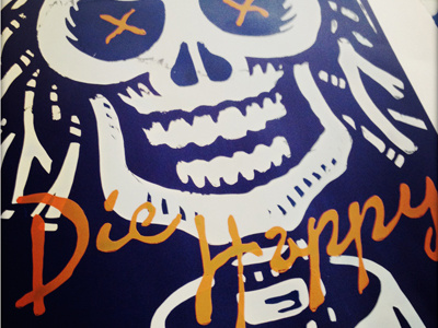 Shot Diehappy happy illustration mono silkscreen skull smile