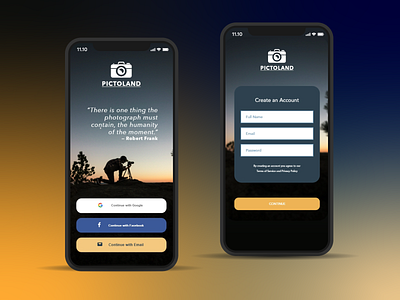 Daily UI #001 - Sign Up adobexd app dailyui dailyuichallenge design photography signup ui