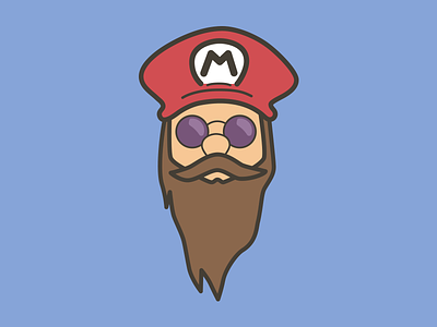 Bearded Mario avatar beard character cool mario mustache sunglasses trippy