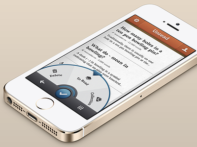 Unread iOS App app articles circle ios pocket read realistic roll skeuomorph text