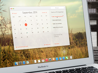 Calendar Concept app calendar clear desktop icons mac os minimal minimalistic transparency ui warm yosemite