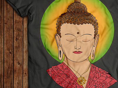 Buddha art buddha buddhism colorful design flat illustration portrait print religion t shirt vector