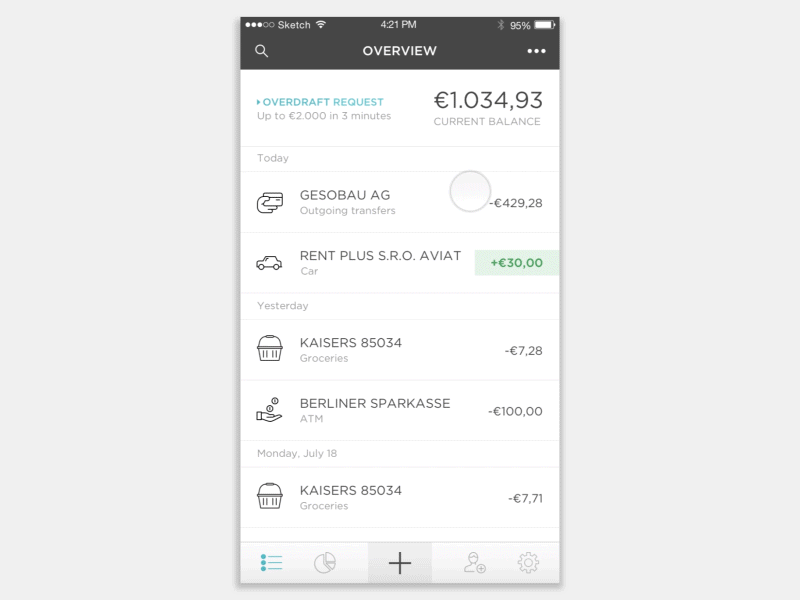 N26 animation app bank expenses finance illustration income list mobile principle transactions ui