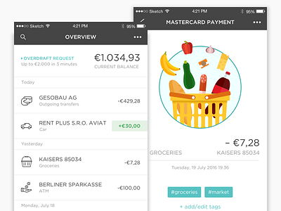 N26 animation app bank expenses finance illustration income list mobile principle transactions ui