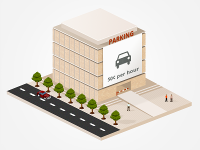 Isometric parking 2d building game graphic icon illustration isometric parking