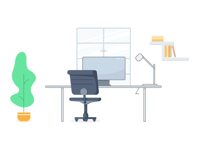 Workplace flat 2d art 2d line line art simple home work space chair table vector design minimalistic art illustration lineart workplace desk lamp lamp desk