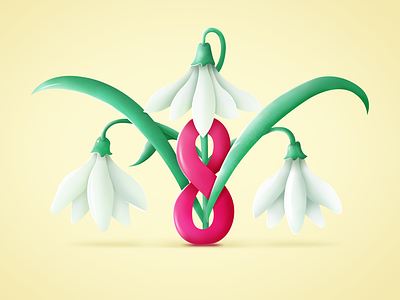 Flowers 8 March 2d 8 8 march art coloful design eight flowers flowers illustration gift green holiday holiday design illustration red white