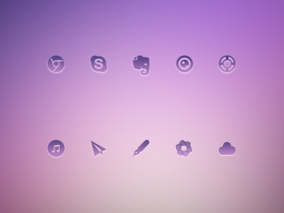 Glyphs analog aperture chrome cloud evernote glyphs icons itunes photoshop skype smart memory sparrow write