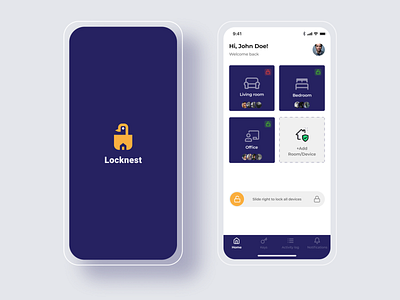 Locknest- a home security app aesthetics dailyui homesecuritysystems logo ui uxui