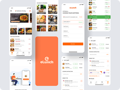 E-lunch aesthetics cafeteria design dribbble food app food illustration uxui