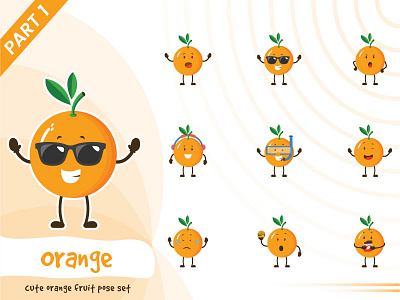 Illustration Of Cute Orange Fruit Set cartoon character cute design fruit funtoons illustration orange set tiny vector