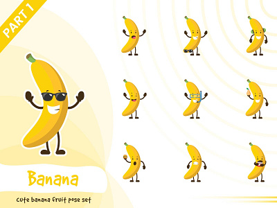 Illustration Of Cute Banana Fruit Set