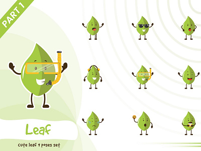 Illustration of cute leaf set