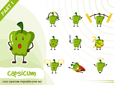 Illustration of capsicum vegetable set