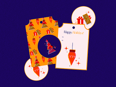 Christmas Gift Tags and Stickers christmas christmas stickers christmas tags christmas tree gift card gifts holiday art holidays new year ornament patterns presents risograph