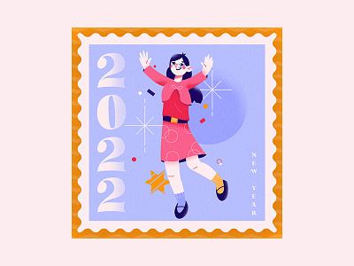Happy 2022 New Year! 2022 character character art character design digital art happy new year illustration new year shapes textured