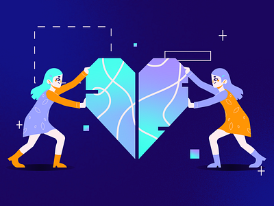 Futuristic Love characters digital future futuristic glitch heart hearts day love shapes twins valentines