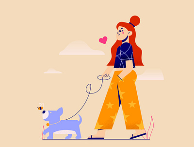 Walk the Dog character walk dog dtiys geometric pet walking