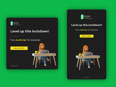 Javascript Free Course Poster 3d advertising course design elearning courses figma guvi javascript online course poster design