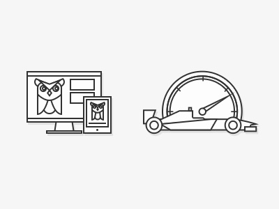Unity Icon 2 gauge icon line drawing owl race car responsive