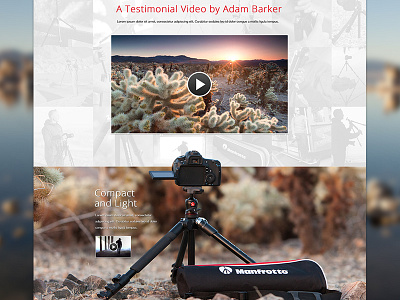 Manfrotto Tripod Landing Page camera digital telepathy landing page manfrotto web design