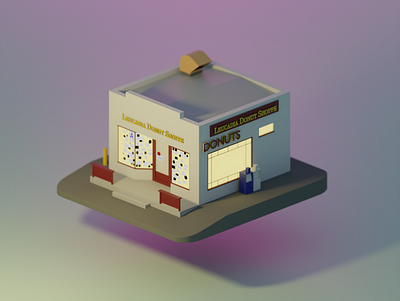 Leucadia Donuts 3d 3d art blender donuts illustration isometric shop simple