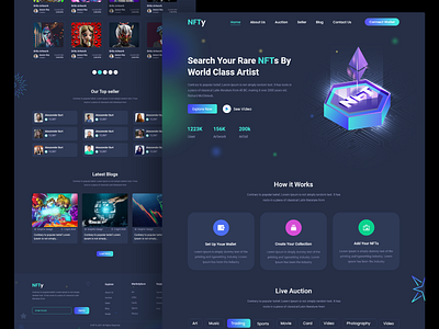 NFT Landing Page art blockchain crypto dark website design illustration landing page logo meta nft nft landing page nft marketplace product design psd template ui ui ux user experience user interface design web design website design