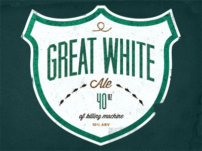 Great White Ale beer label fun logo sharks