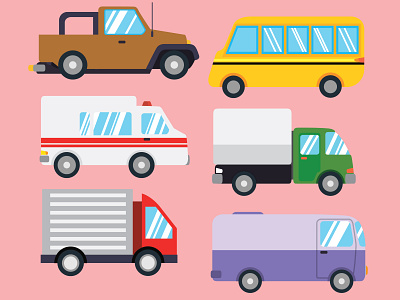 LAND TRANSPORTATION SET adobeillustator animation art busdesign colorful design icon illustration illustrator kawaii land pastel transport transportation vector