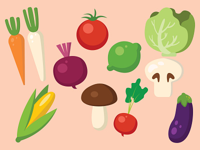 VEGETABLE SET adobeillustator art colorful design icon illustration illustrator kawaii pastel vector vegetable vegetableart vegetabledesign vegetablevector