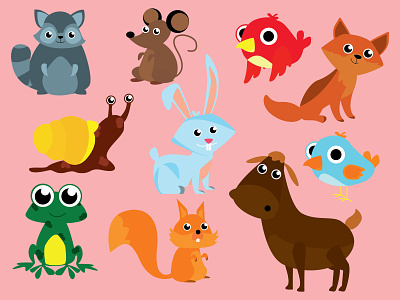 ANIMAL SET adobeillustator animal animal art animal illustration animal vector art colorful design icon illustration illustrator kawaii pastel vector
