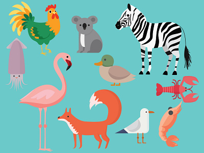 Animal Set adobeillustator animal animal art animal illustration animals art colorful design icon illustration illustrator kawaii pastel vector