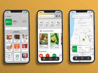 Grocery app 2/2 design flat flatdesign food delivery app grocery app ui ux