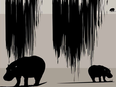 Hippos print animals illustration print