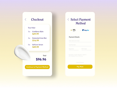 Daily UI - 002 - Credit Card Checkout (Mobile) 002 checkout credit card dailyui dailyuichallenge design skin care ui ux