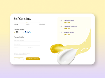 Daily UI - 002 - Credit Card Checkout (Desktop) 002 checkout credit card dailyui dailyuichallenge design skin care skincare ui ux